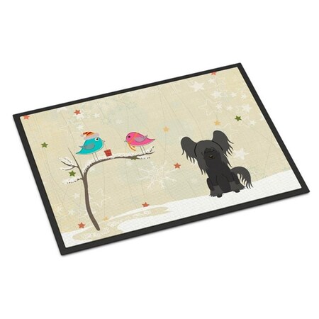 Carolines Treasures Christmas Presents Between Friends Chinese Crested Black Indoor or Outdoor Mat, 24 x 0.25 x 36 in. BB2584JMAT